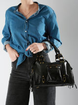 Schoudertas Nine Leder Milano Zwart nine NI24092-vue-porte