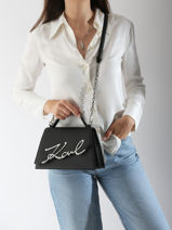 Cross Body Tas K Signature Leder Karl lagerfeld Zwart k signature A1W30036-vue-porte