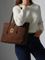 Schoudertas Altesse Suede Leder Etrier Bruin altesse suede EASU088M-vue-porte