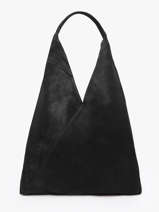 Schoudertas A4 Velvet Leder Milano Zwart velvet VE25069