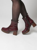 Enkellaarsjes Met Hak Cristel Uit Leder Dorking Rood women D9157-vue-porte