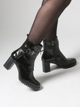 Enkellaarsjes Met Hak Evie Uit Leder Dorking Zwart women D9163-vue-porte