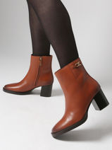 Enkellaarsjes Met Hak Uit Leder Tommy hilfiger Bruin women 8864GOC-vue-porte