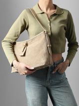 Schoudertas Velvet Caviar Leder Milano Beige velvet caviar VC250610-vue-porte