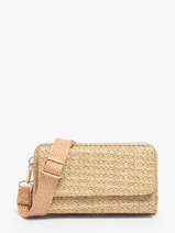 Portefeuille /cross Body Miniprix Beige raphia 1460