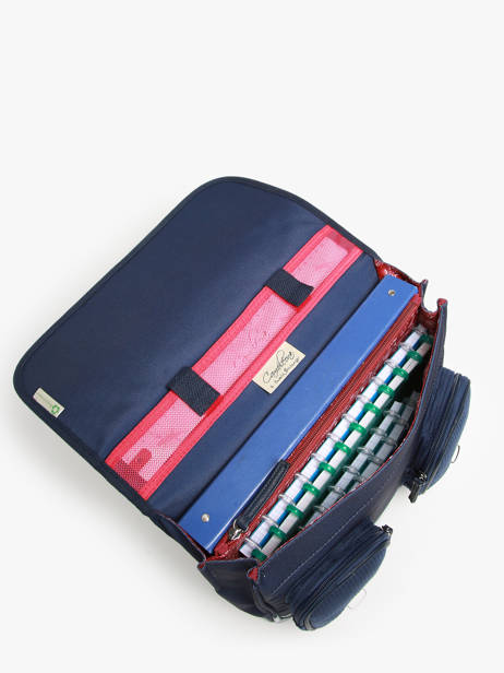 Boekentas 2 Compartimenten Cameleon Blauw vintage family boulanger CA35 ander zicht 3