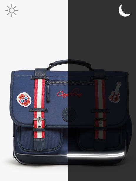 Boekentas 2 Compartimenten Cameleon Blauw vintage family boulanger CA35 ander zicht 7