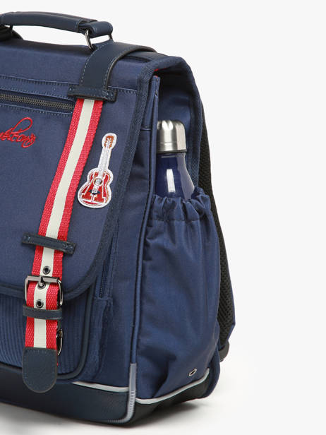 Rugzak 2 Compartimenten Cameleon Blauw vintage family boulanger SD39 ander zicht 5
