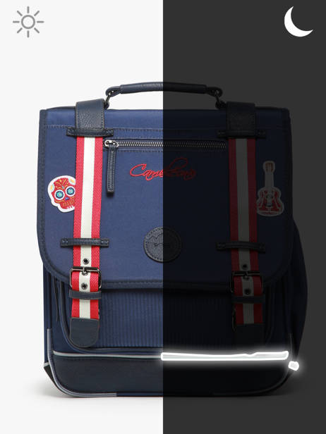 Rugzak 2 Compartimenten Cameleon Blauw vintage family boulanger SD39 ander zicht 7