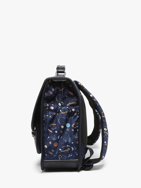 Boekentas Rétro 2 Compartimenten Cameleon Blauw retro CA35 ander zicht 2