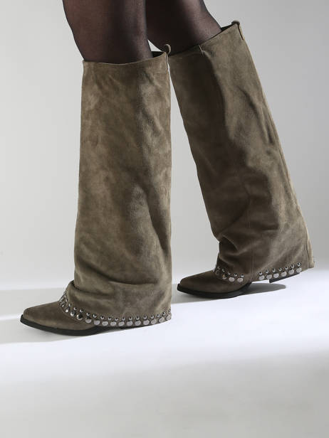 Laarzen Uit Leder N°6 Groen women AN31 ander zicht 1