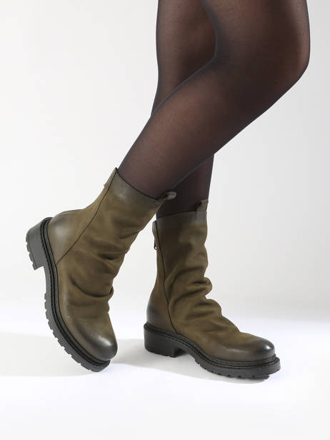 Enkellaarsjes Biker Uit Leder Metisse Groen women MA05 ander zicht 1