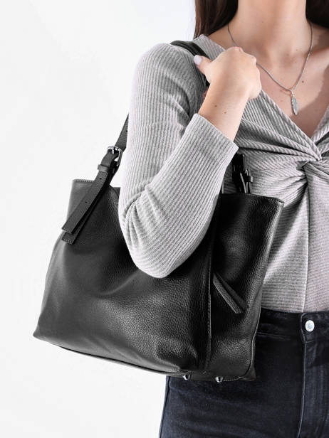 Handtas Caviar Leder Milano Zwart caviar CA24066 ander zicht 1