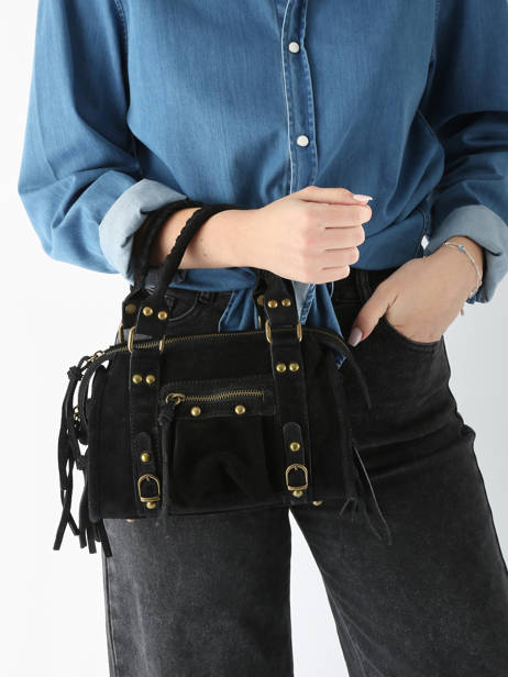 Cross Body Tas Velvet Leder Milano Zwart velvet VE24093 ander zicht 1