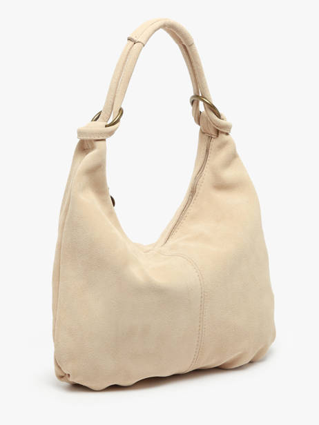 Schoudertas Velvet Leder Milano Beige velvet VE24111 ander zicht 2