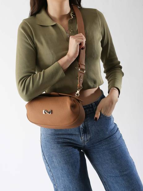 Cross Body Tas Nymphea Leder Nathan baume Bruin nymphea 2 ander zicht 1
