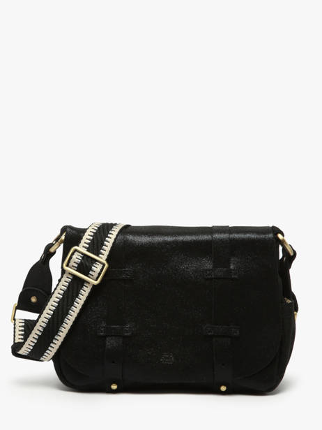 Cross Body Tas Vintage Leder Mila louise Zwart vintage 30172X