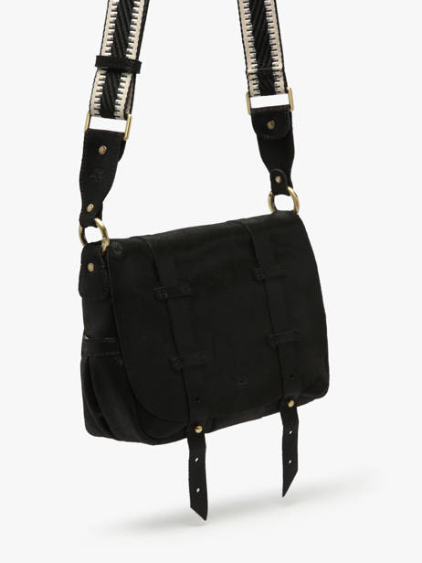 Cross Body Tas Vintage Leder Mila louise Zwart vintage 30172X ander zicht 2
