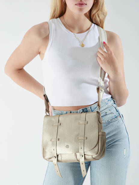 Cross Body Tas Vintage Leder Mila louise Zilver vintage 30172X ander zicht 1