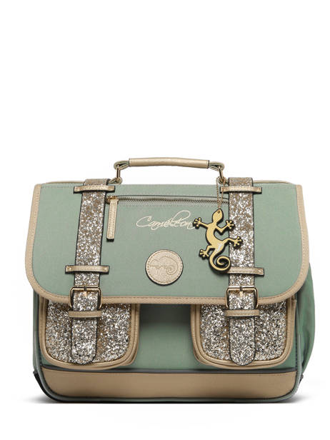 Boekentas Kinderen 2 Compartimenten Cameleon Groen vintage fantasy CA35 ander zicht 7