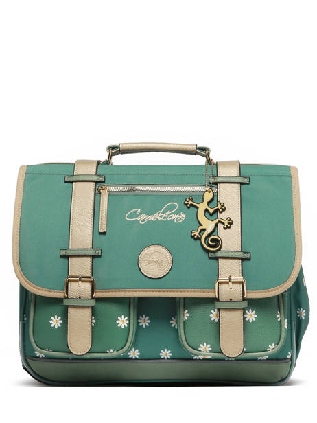 Boekentas Voor Kinderen 2 Compartimenten Cameleon Groen vintage fantasy CA38 ander zicht 7