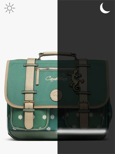Boekentas Voor Kinderen 2 Compartimenten Cameleon Groen vintage fantasy CA38 ander zicht 8