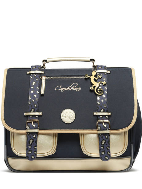 Boekentas Kinderen 3 Compartimenten Cameleon Blauw vintage fantasy CA41 ander zicht 7