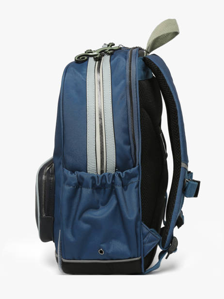 Rugzak 2 Compartimenten Cameleon Blauw vintage urban SO40 ander zicht 2