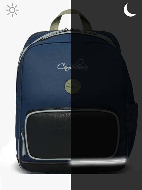 Rugzak 2 Compartimenten Cameleon Blauw vintage urban SO40 ander zicht 8