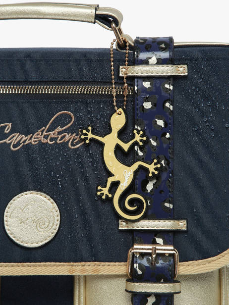 Boekentas Kinderen 3 Compartimenten Cameleon Blauw vintage fantasy CA41 ander zicht 6