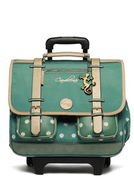 Boekentas Op Wieltjes 3 Compartimenten Cameleon Groen vintage fantasy CR41 ander zicht 8