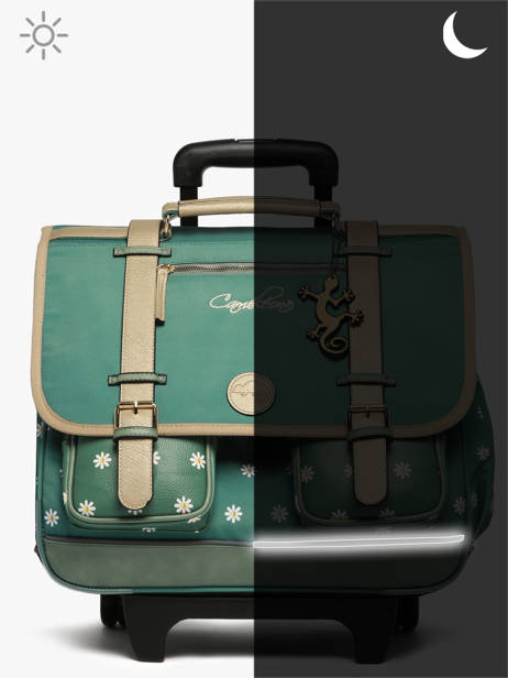Boekentas Op Wieltjes 3 Compartimenten Cameleon Groen vintage fantasy CR41 ander zicht 9