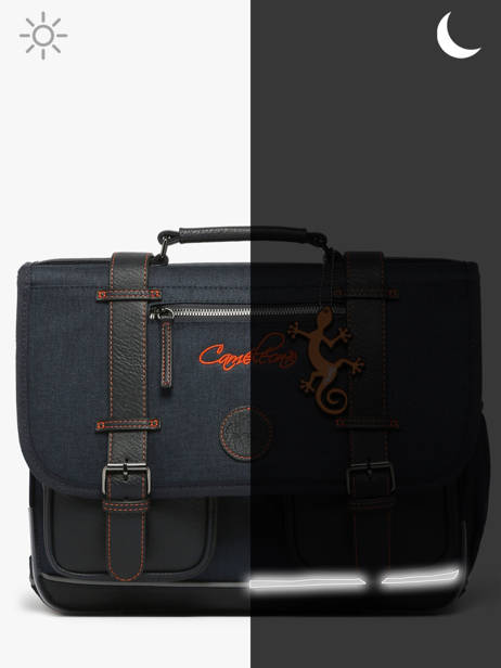 Boekentas Voor Kinderen 2 Compartimenten Cameleon Blauw vintage urban CA35 ander zicht 8
