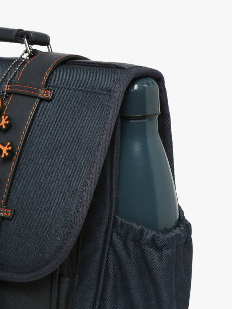 Boekentas Voor Kinderen 2 Compartimenten Cameleon Blauw vintage urban CA35 ander zicht 5