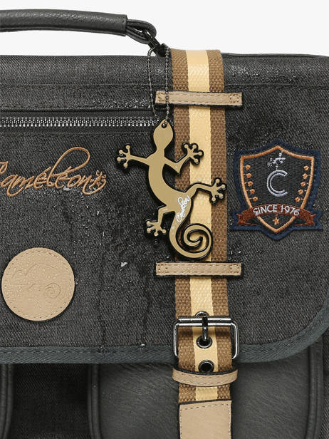 Boekentas Kinderen 3 Compartimenten Cameleon Grijs vintage urban CA41 ander zicht 6