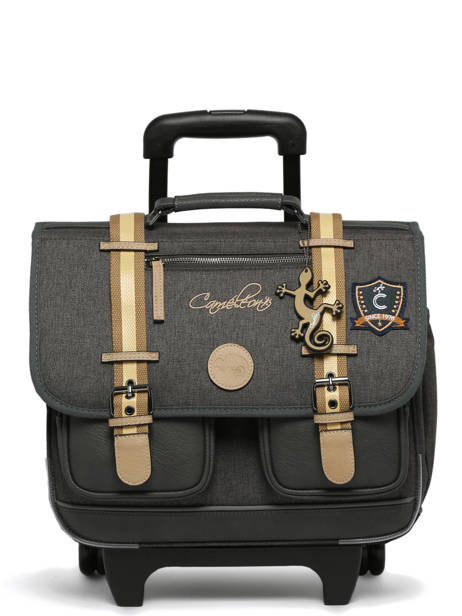 Boekentas Op Wieltjes 2 Compartimenten Cameleon Grijs vintage urban CR38 ander zicht 8