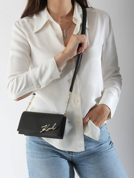 Cross Body Tas K Signature Leder Karl lagerfeld Zwart k signature A3W32021 ander zicht 1