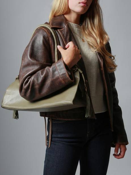 Schoudertas Cow Leder Basilic pepper Groen cow BCOW84 ander zicht 1