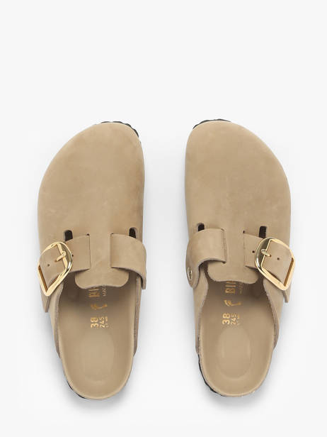 Slippers Boston Big Buckle Uit Leder Birkenstock Beige women 1030425 ander zicht 3