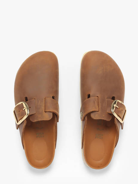 Slippers Boston Big Buckle Uit Leder Birkenstock Bruin women 1030446 ander zicht 3
