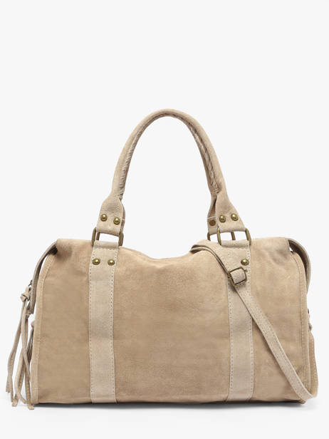 Schoudertas A4 Formaat Velvet Leder Milano Beige velvet VE24095 ander zicht 3