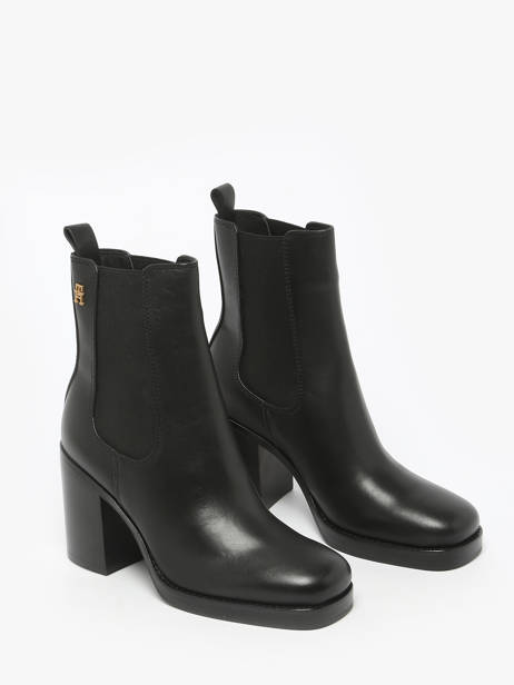Enkellaarsjes Met Hak Uit Leder Tommy hilfiger Zwart women 8844BDS ander zicht 2