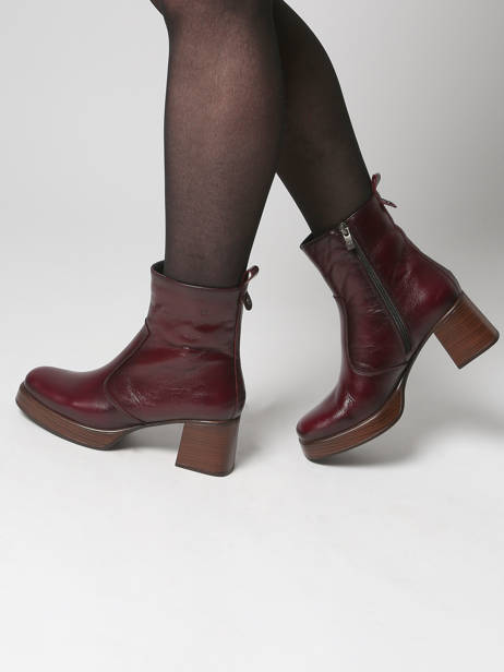 Enkellaarsjes Met Hak Cristel Uit Leder Dorking Rood women D9157 ander zicht 1