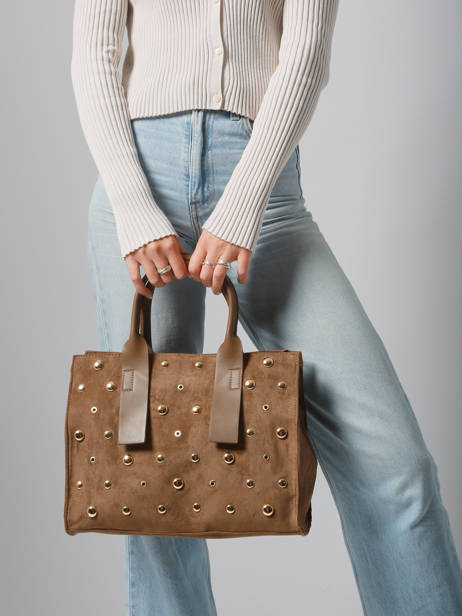 Handtas A4 Formaat Stud David jones Bruin stud CM7868 ander zicht 1