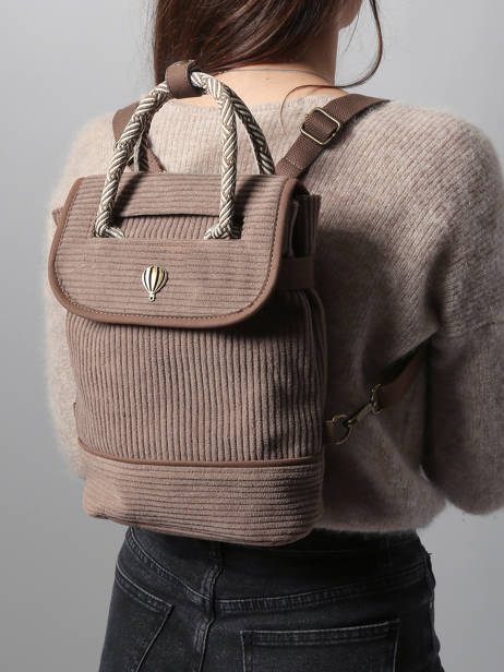 Rugzak Le voyage en panier Bruin velours AHP241 ander zicht 1