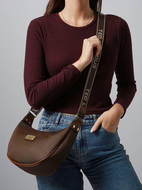 Cross Body Tas Jamie Nylon Ted lapidus Bruin jamie DU43503 ander zicht 1