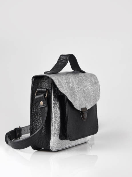 Cross Body Tas Mlle George Argento Leder Paul marius Zwart argento GEORGARG ander zicht 2