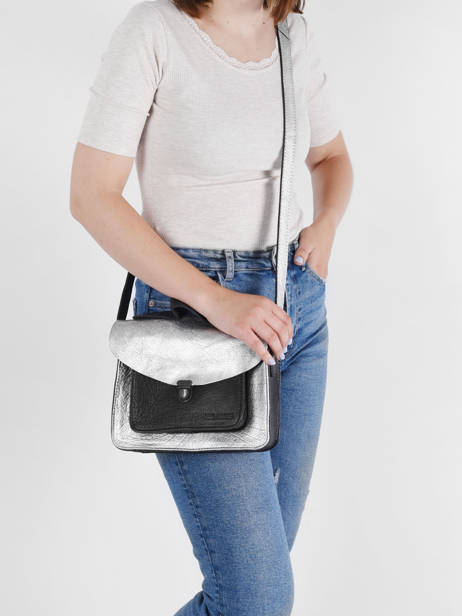 Cross Body Tas Mlle George Argento Leder Paul marius Zwart argento GEORGARG ander zicht 1