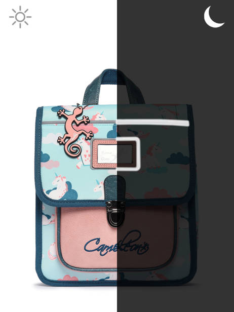 Rugzak Kleuter 1 Compartiment Cameleon Blauw retro SD30 ander zicht 9